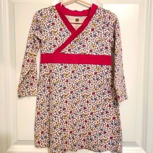 Tea Collection Girls Floral Faux Wrap Long Sleeve Dress, Size 3